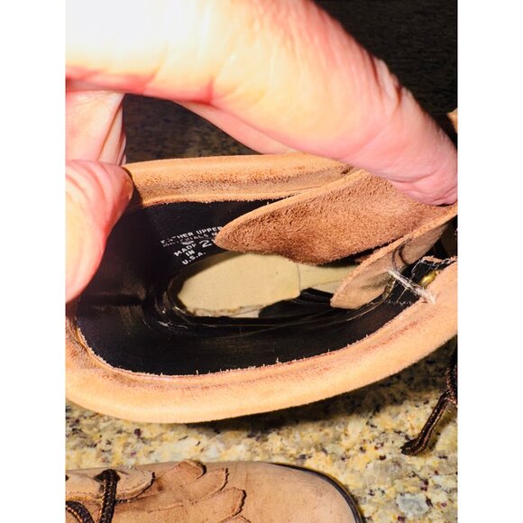 Laredo Womens Tan Leather Lace-Up Fringe Western Cottage Core Cowgirl Boots 8M - Picture 4 of 9